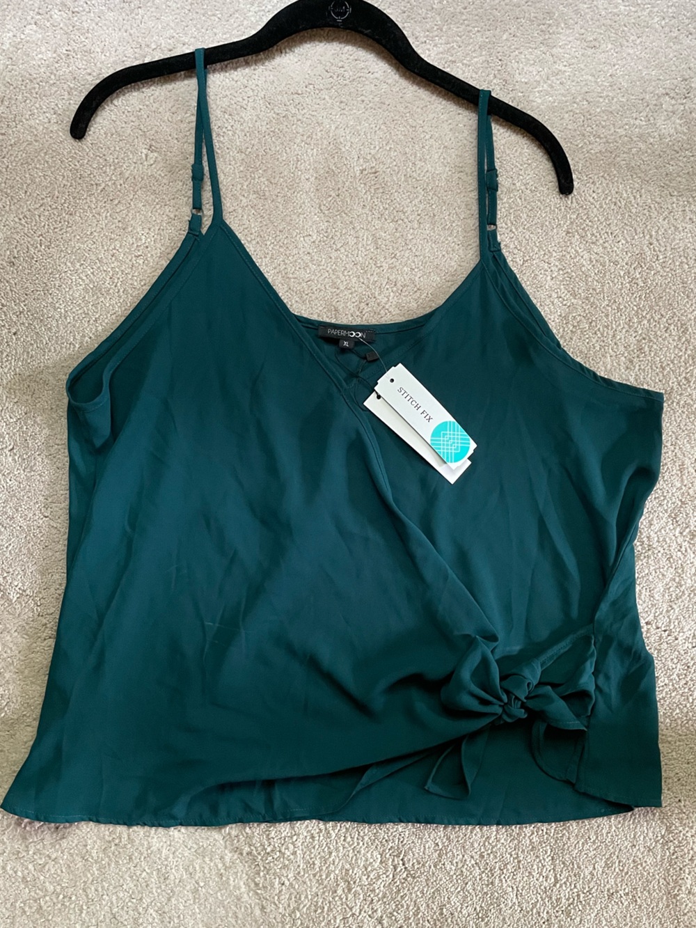 NWT Papermoon Teal Adjustable-Strap Tie-Front Cami